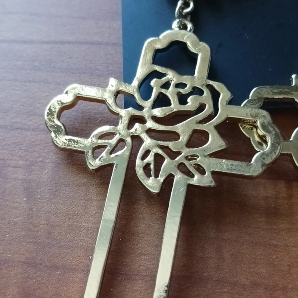 Thalia Sodi Cross With Heart Gold Earrings Mother's Day - Picture 5 of 7